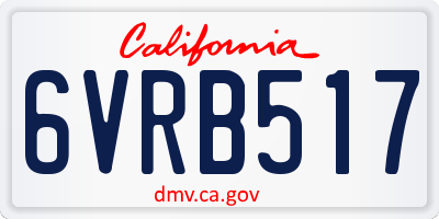 CA license plate 6VRB517