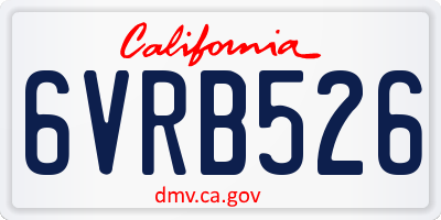 CA license plate 6VRB526