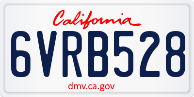 CA license plate 6VRB528