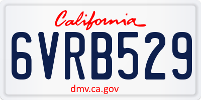CA license plate 6VRB529