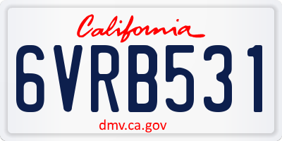 CA license plate 6VRB531