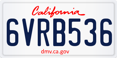 CA license plate 6VRB536