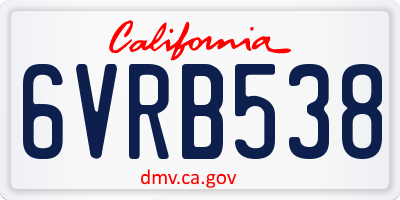 CA license plate 6VRB538