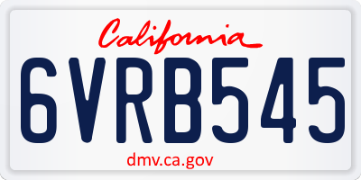 CA license plate 6VRB545