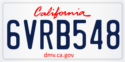CA license plate 6VRB548