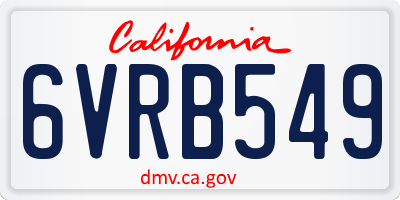 CA license plate 6VRB549