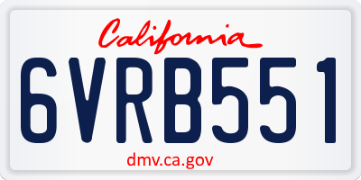 CA license plate 6VRB551