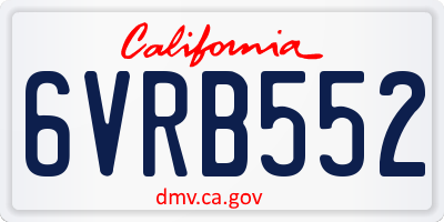 CA license plate 6VRB552