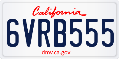 CA license plate 6VRB555