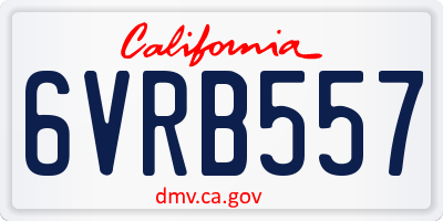 CA license plate 6VRB557
