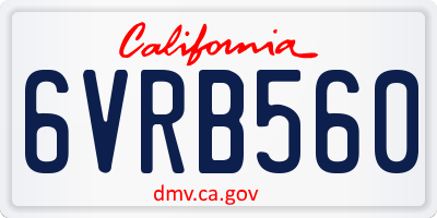 CA license plate 6VRB560
