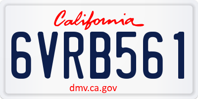 CA license plate 6VRB561
