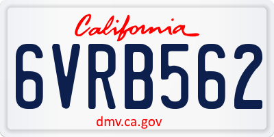 CA license plate 6VRB562
