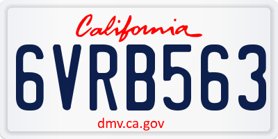 CA license plate 6VRB563