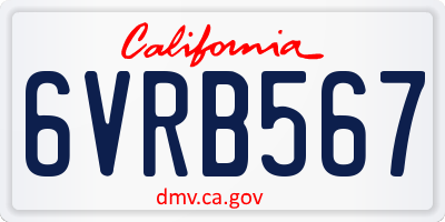CA license plate 6VRB567