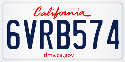 CA license plate 6VRB574