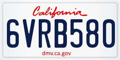 CA license plate 6VRB580