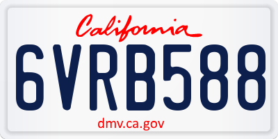 CA license plate 6VRB588