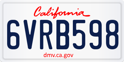 CA license plate 6VRB598