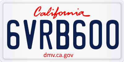 CA license plate 6VRB600