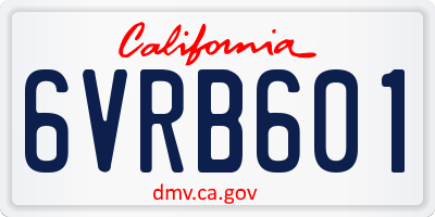 CA license plate 6VRB601
