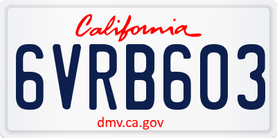 CA license plate 6VRB603