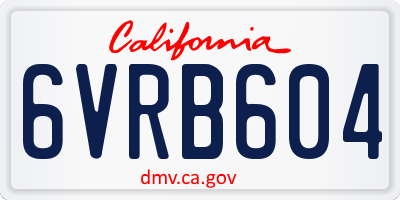 CA license plate 6VRB604