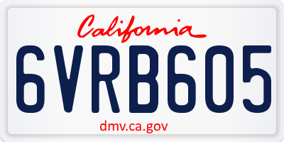 CA license plate 6VRB605