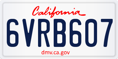 CA license plate 6VRB607