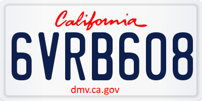 CA license plate 6VRB608