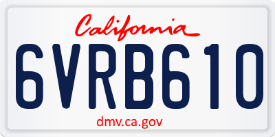 CA license plate 6VRB610