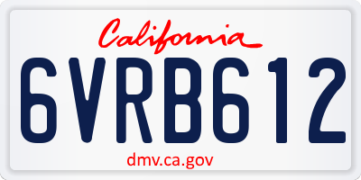 CA license plate 6VRB612