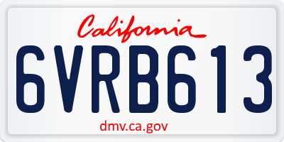 CA license plate 6VRB613