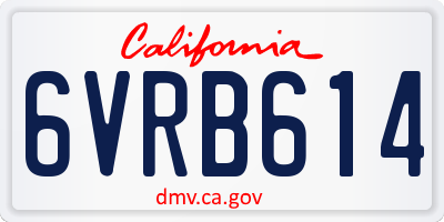CA license plate 6VRB614