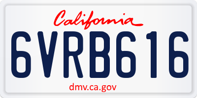 CA license plate 6VRB616