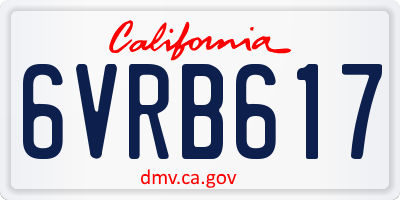 CA license plate 6VRB617