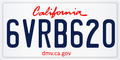 CA license plate 6VRB620