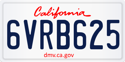CA license plate 6VRB625