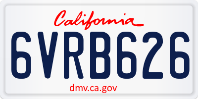 CA license plate 6VRB626