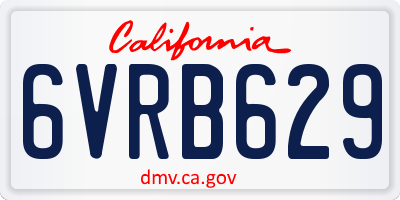 CA license plate 6VRB629