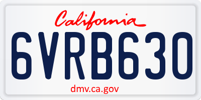 CA license plate 6VRB630