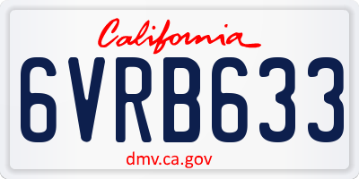 CA license plate 6VRB633