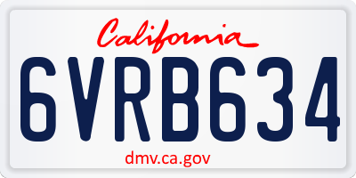CA license plate 6VRB634