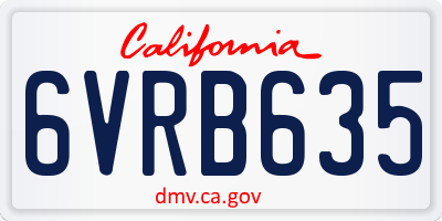 CA license plate 6VRB635