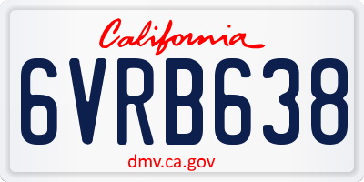 CA license plate 6VRB638