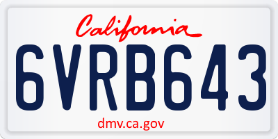 CA license plate 6VRB643