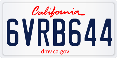 CA license plate 6VRB644