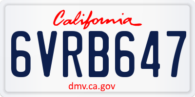 CA license plate 6VRB647
