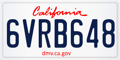 CA license plate 6VRB648