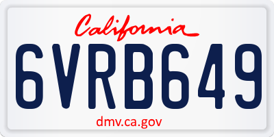 CA license plate 6VRB649